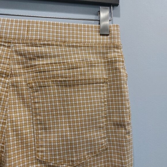 Madewell Pull-On Skinny Flare Jeans in Mini Check Plaid Autumn Gold Yellow 31 - Picture 7 of 8